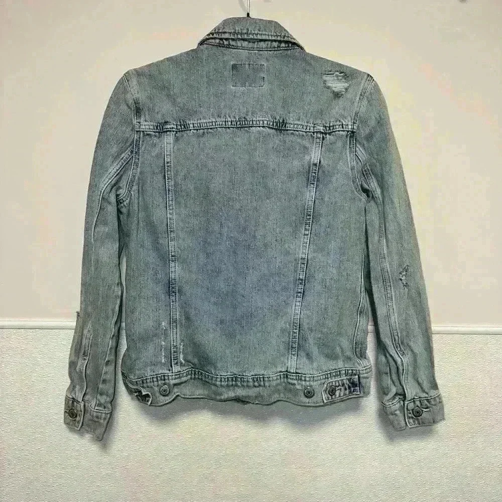 Old Navy Distressed Blue Jean Denim Jacket Size M for Women - Picture 8 of 12